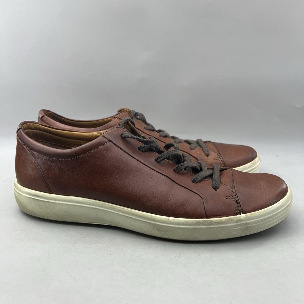 Ecco Soft 7 Lace Up Casual Shoes Men Size 12 12.5 Brown Leather Comfort Sneaker